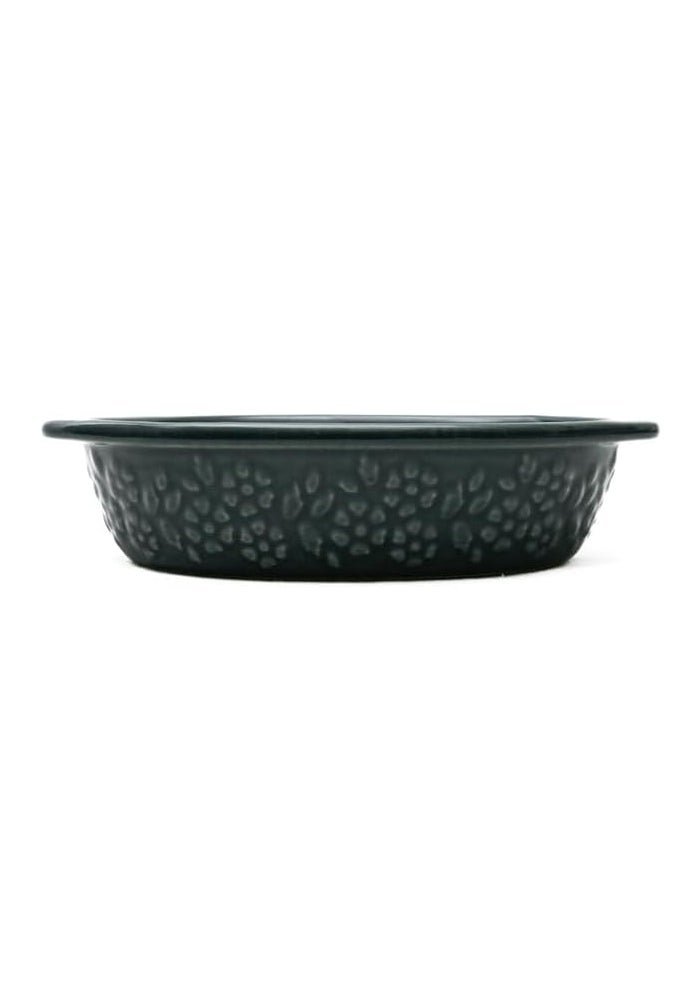 Daiso Flower Relief Oval Bakeware Navy - Oven-Safe Ceramic Gratin Dish with Embossed Floral Pattern - Image 3
